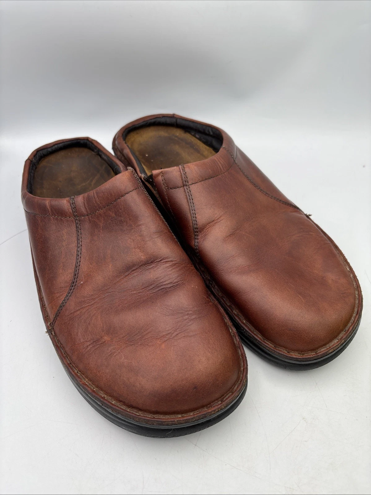 Naot Mens 9 EU 42 Brown Leather Slip On Mule Clog Shoe