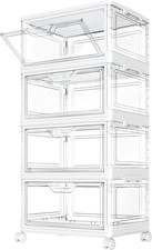 Storage Boxes with Lid - Plastic Storage Bins with 1 Lid,23L*4 Tier