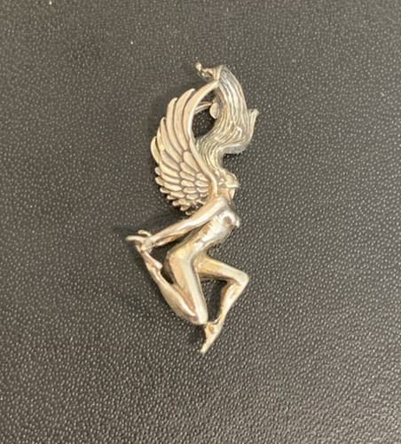 Vintage Sterling Silver Enchanted Art Nouveau Nude Goddess  3D Pendant