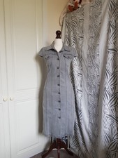 Alexander McQueen Denim Dress 2008 Mainline Grey Button Collar Size IT 42 UK 10
