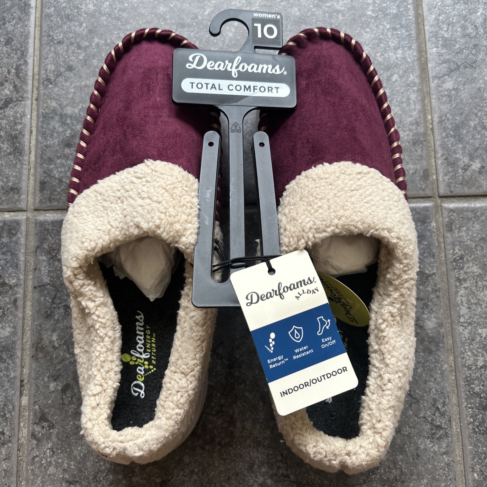 SAOLA Pantofole Dearfoams donna taglia grande 10 comode zoccoli suola rigida marrone beige