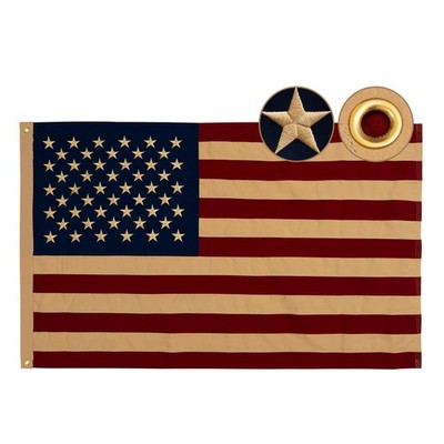 Cotton Vintage American Flag 3x5 Feet, Heavy Duty Tea Stained US USA Flags wi...