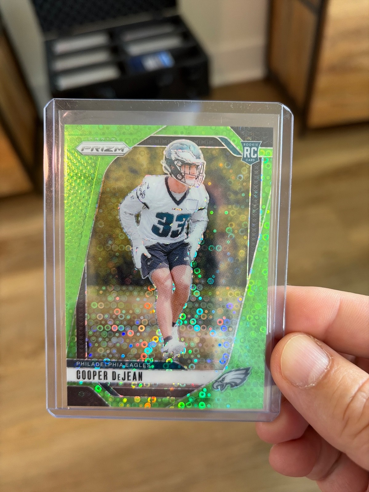 2024 Panini Prizm Rookies Cooper DeJean #321 Neon Green No Huddle /10