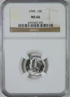 1945 Mercury Silver Dime NGC Graded MS66 GEM Uncirculated