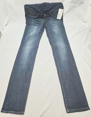 H&M Women's Maternity Dark Wash Blue Denim Slim High Rise 5-Pocket Jeans 6