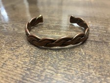 Vintage Heavy Copper Woven Cuff Bracelet for Men/Large Wrist Size