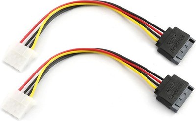 2pcs SATA Male to IDE Molex 4Pin Female HDD Extension Power Adapter Cable 15 Pin