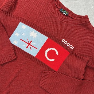 Vintage Coogi Australia Flag Red Knit Sweater Adult XL Made In USA