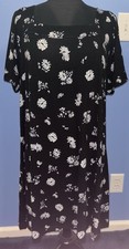 LOFT Outlet L Large Black White Square Neck Floral Dress WORN ONCE