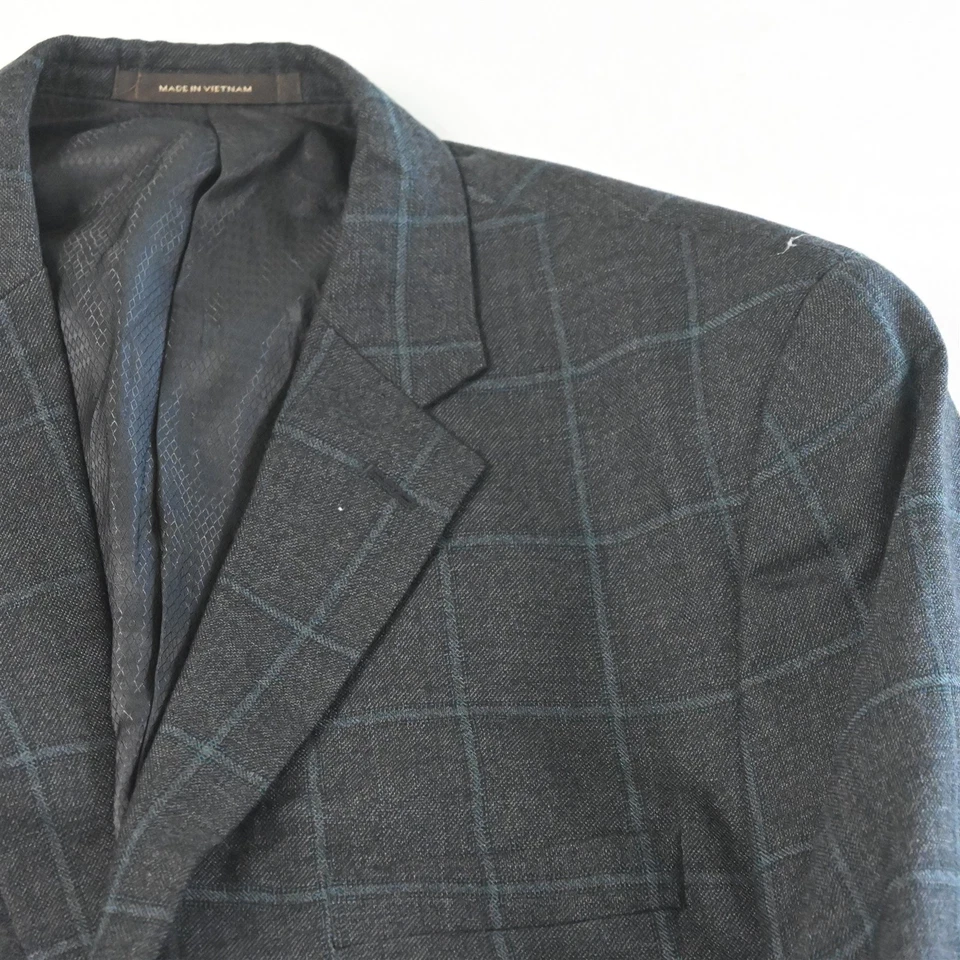 Tasso Elba 42S Azul Gris Verde Ventana 100% Lana Traje Chaqueta Abrigo Deportivo Foto 2 de 4