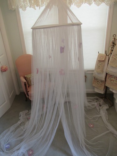 Vintage Shabby Chic Style Princess Bed Canopy Butterfly and Flowers GVC READ