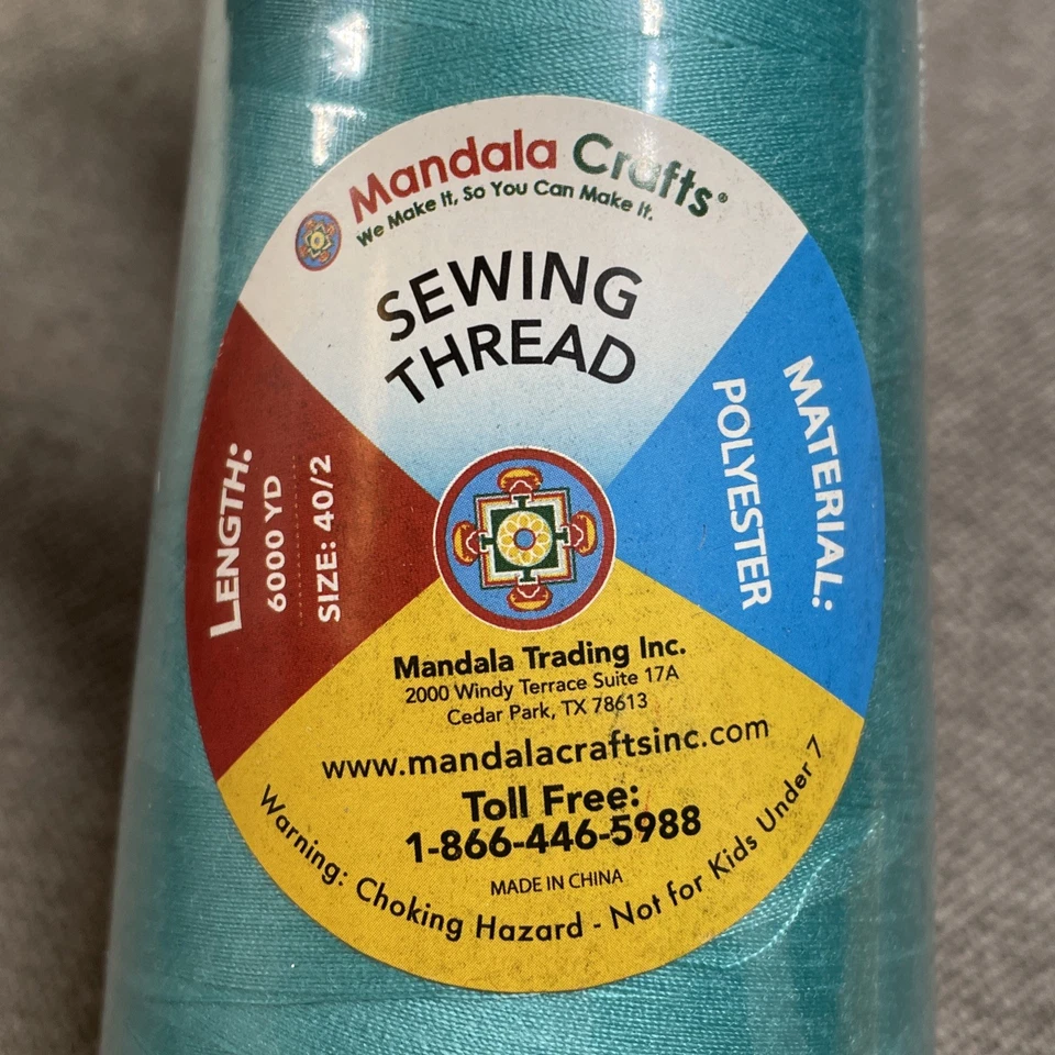 Lot of 4 Spools Turquoise Blue Polyester Cone Thread, 6000 Yds Mandala Crafts - Image 3 of 3