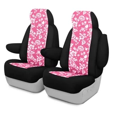 For Ram 4500 11-13 Dash Designs Hawaiian 1st Row Pink w Black Custom Seat Covers
