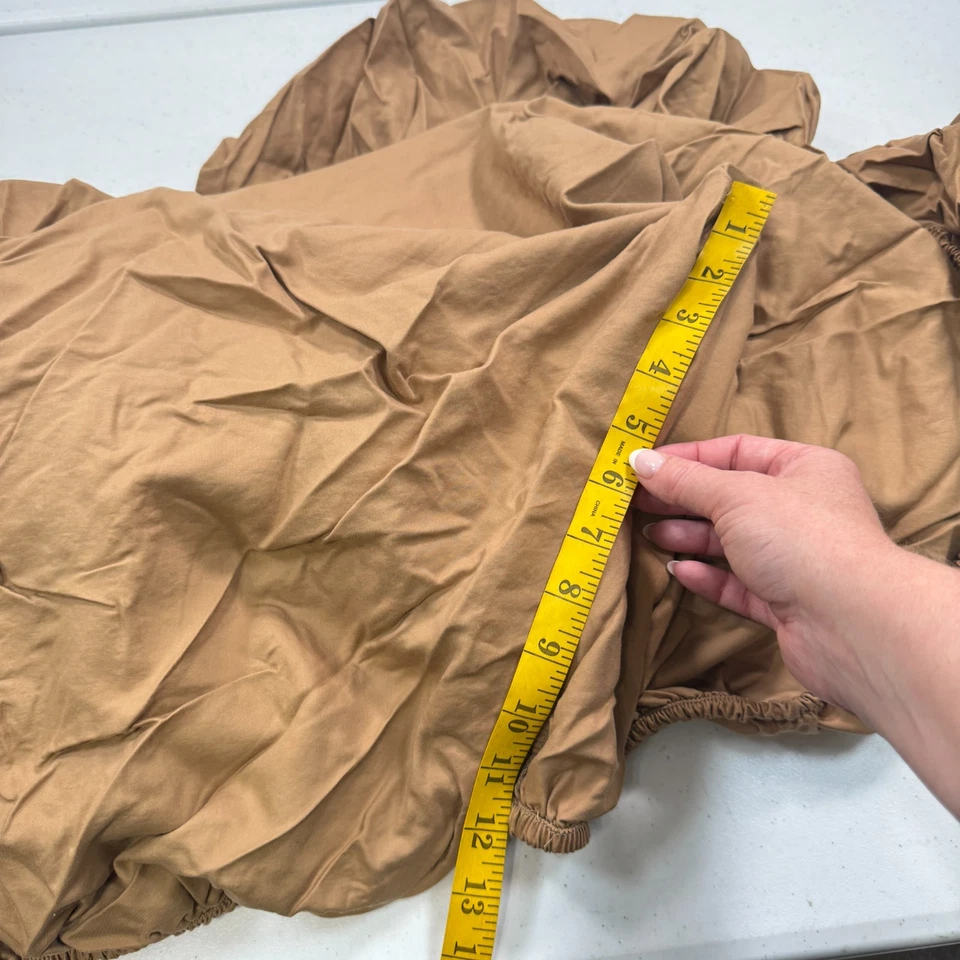 Wamsutta Sábana Ajustable Doble Algodón Marrón Sólido Satén 400TC Moderna Tradicional Foto 3 de 4