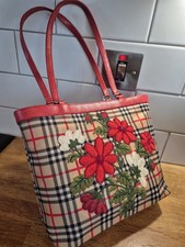 Isabella Fiore Flower Beaded Handbag Shoulder Bag - red checked 