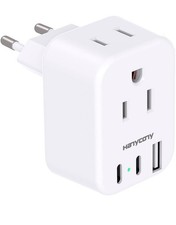 HANYCONY European Travel Plug Adapter USB C, International Adapter, US...