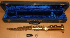 Vintage Buescher True Tone Low Pitch Soprano Saxophone Sax w/ case AS IS Parts