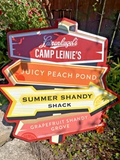 Leinenkugel's Camp Leinie's BEER Sign Tin Tacker Metal 23"X23" WISCONSIN Brewery