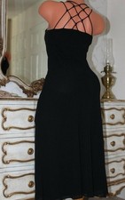 GINA BACCONI Black Bias Cut Back Detail Cocktail Evening Dress  Size 10