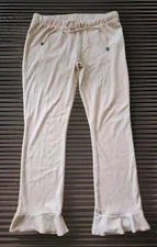 ODD MOLLY 378 HOORAY Pants Scalloped Cream Velour Size 1 / Small