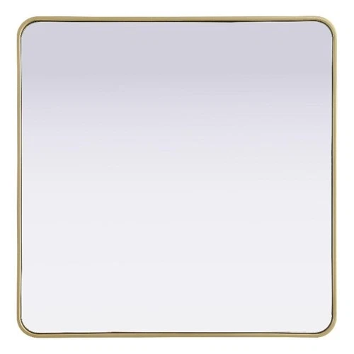 Elegant Decor Contour Metal Rectangle Mirror 36X36" Brass - Picture 1 of 7