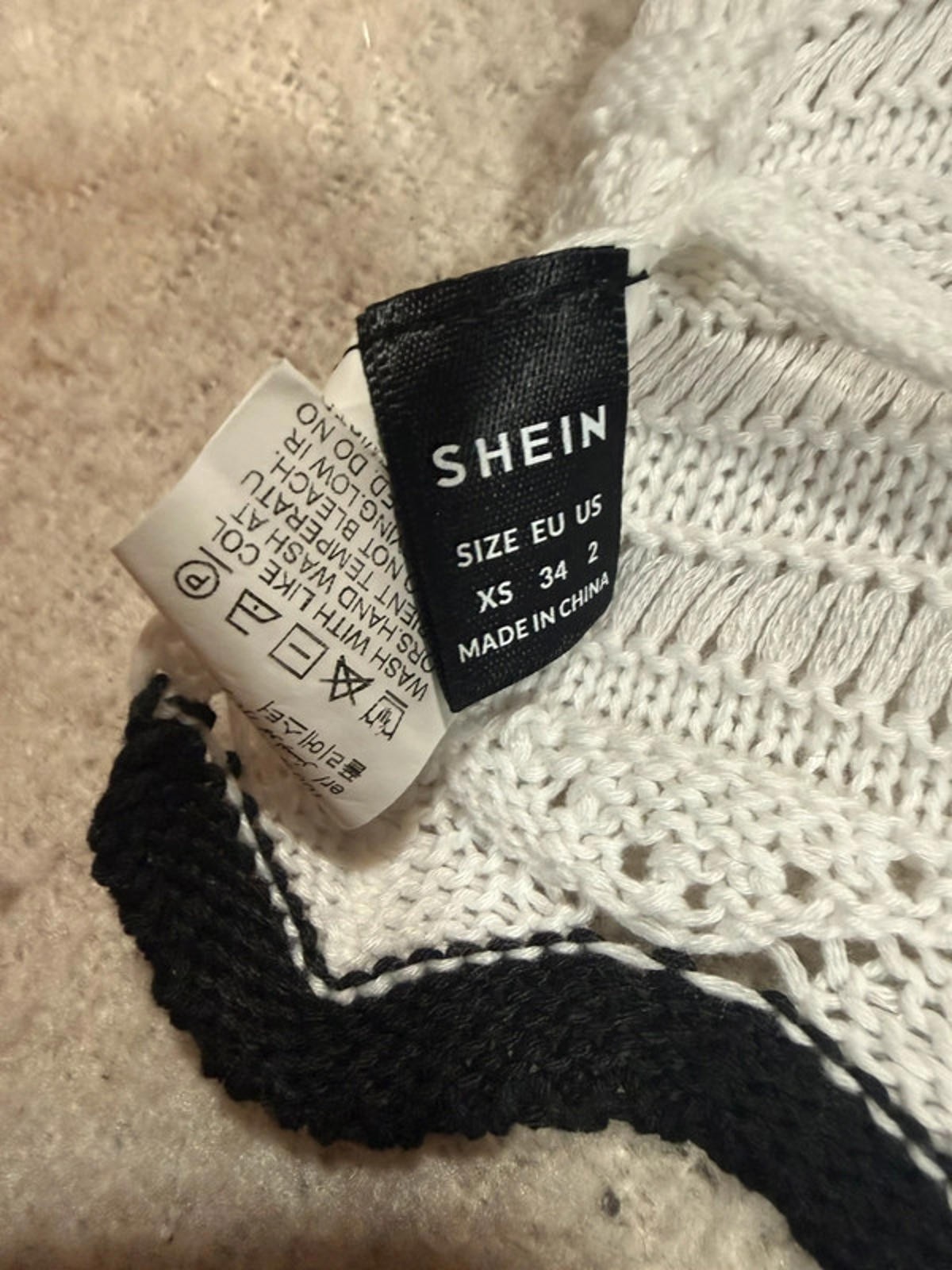 SHEIN white crochet knit co ord halter top mini skirt beach holiday set XS image 2