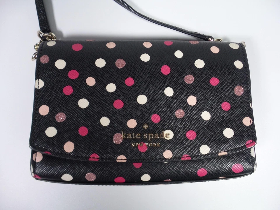 Bolso Bandolera Kate Spade Mujer Cuero a Lunares Cartera sin asas Cartera Correa Foto 2 de 4