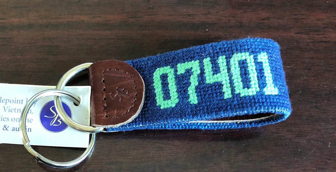 NWT Smathers Branson Needlepoint Key Fob Keychain 07401 Blue