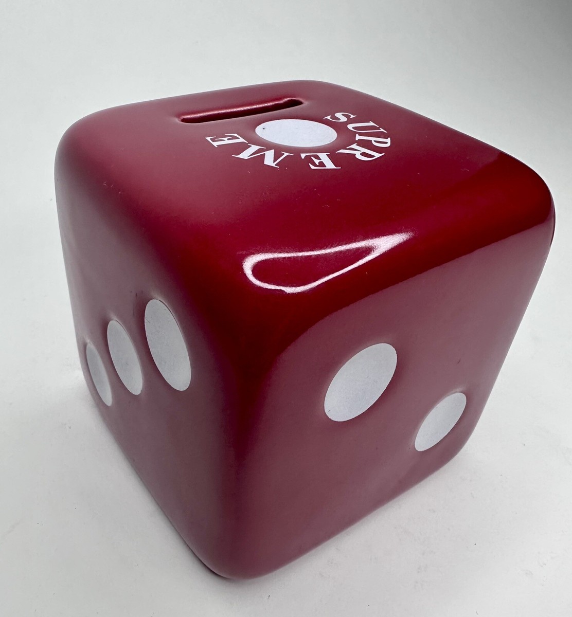 Supreme SS11 Ceramic Dice Piggy Bank Collectible “RED” 3.5