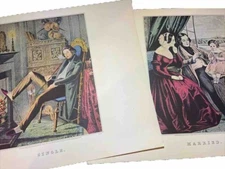 Victorian 16” X 12” Print Set of Two: Single and Married. 1845
