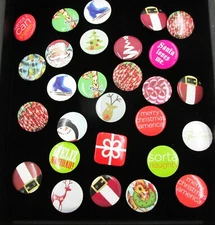 28 JC Penney  Christmas Holiday Mini Button Lot JCP 2012 Unique Pin Backs