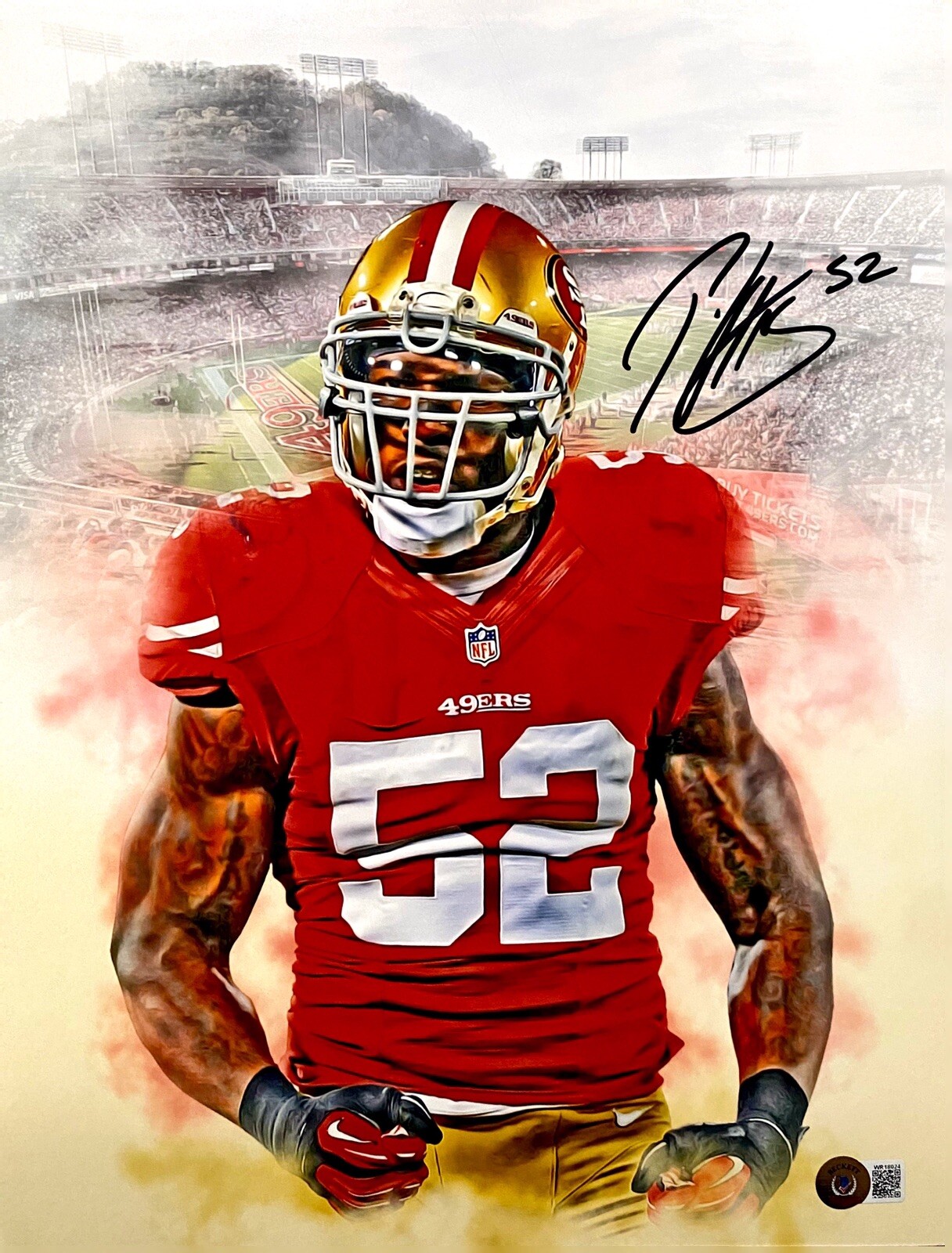 Patrick Willis Autographed Signed San Francisco 49ers 11x14 Photo Beckett COA 3 