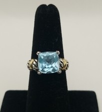 Light Blue Spinel Two Tone 925 SS Thailand Ring - Size 6.5 3386