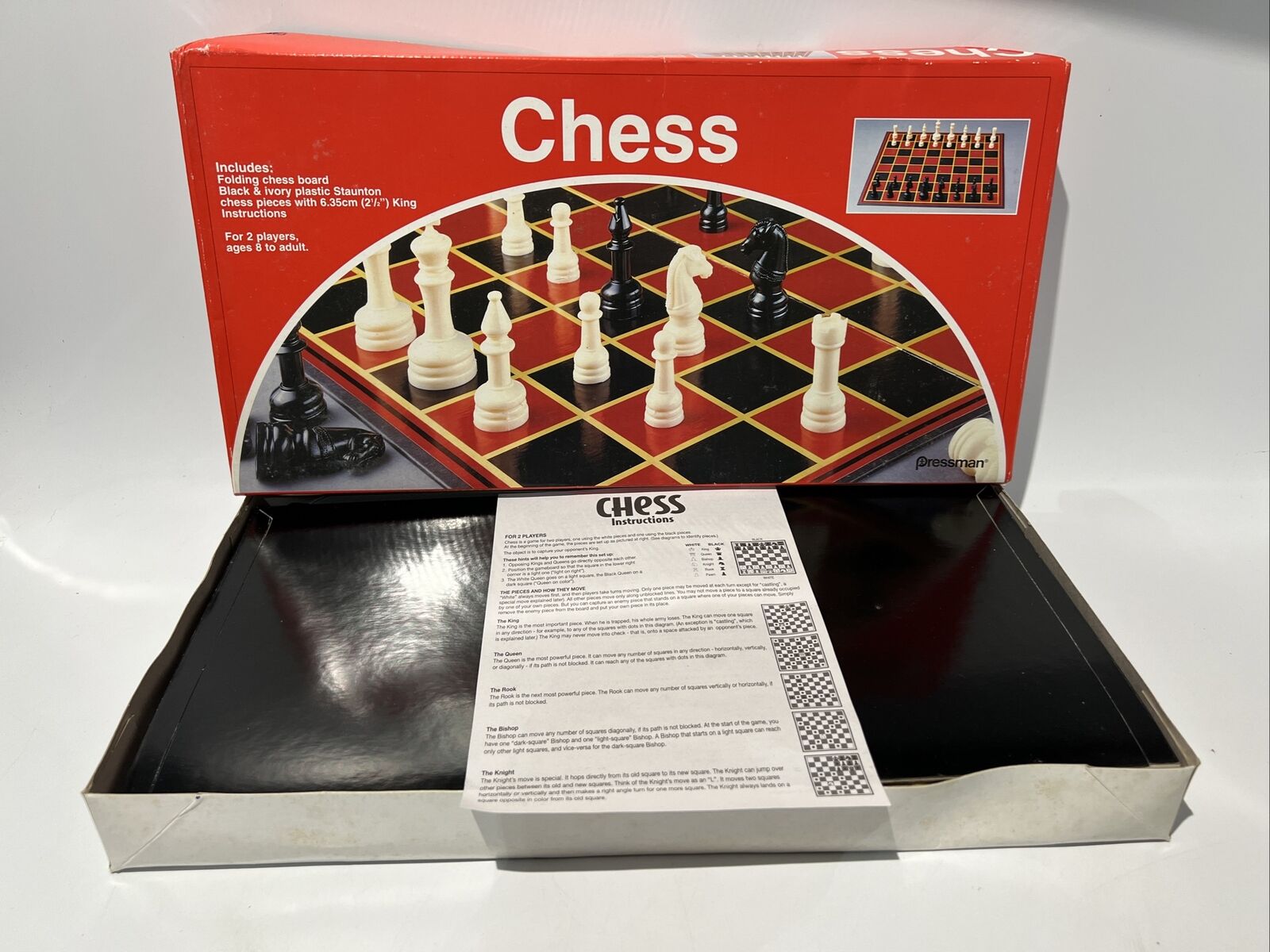 Chess Set With Folding Board & Full Size Chess Pieces 2-1/2” King Pressman  Toys