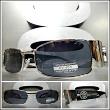 Men's Classy Sophisticated Elegant Retro Style SUN GLASSES Silver & Black Frame