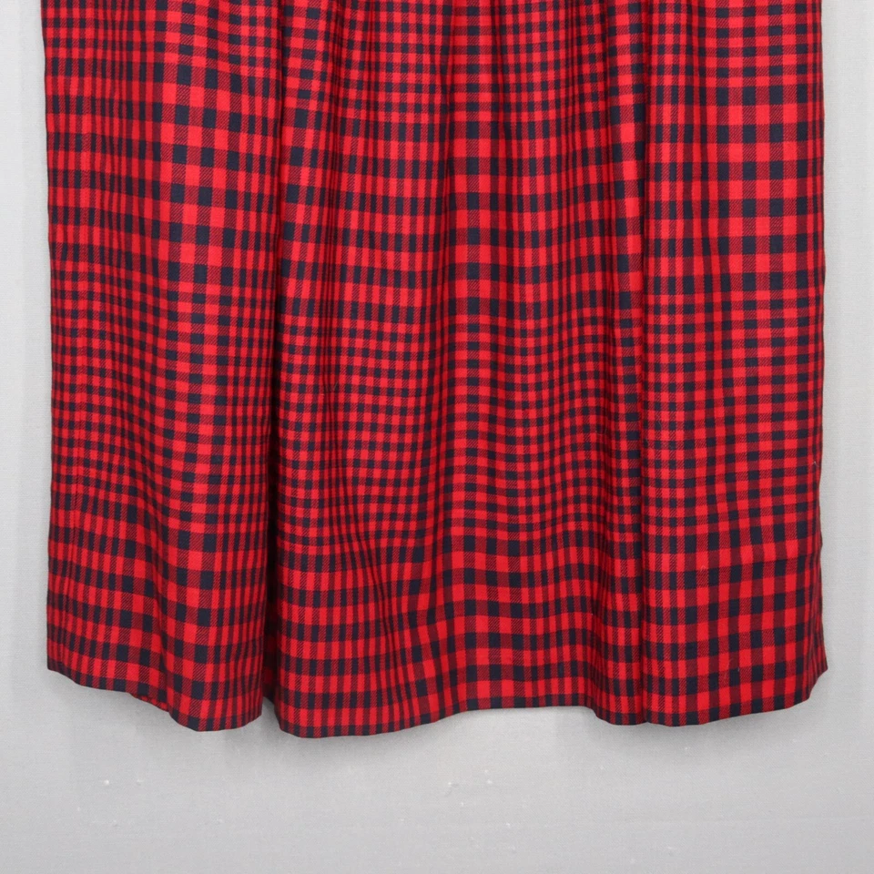 Liz Claiborne Midi Skirt Womens Size 10 Petite Red Gingham Pleated Wool Vintage - Image 3 of 4