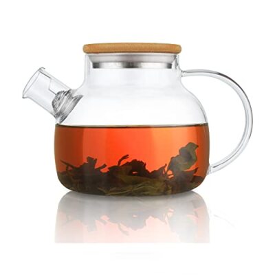 CnGlass Glass Teapot Stovetop Safe,30.4oz Clear Teapots with  Assorted Colors 