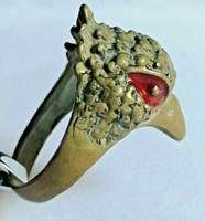 Ancient BRONZE OWL BIRD HEAD SYMBOL Ring Amazing 