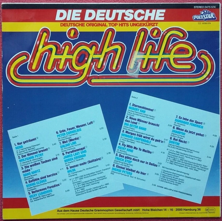 Die Deutsche High Life LP Vinyl 1982 NM! Nena / Milva / Hans Hartz / Dorthe uvm - Bild 2 von 2