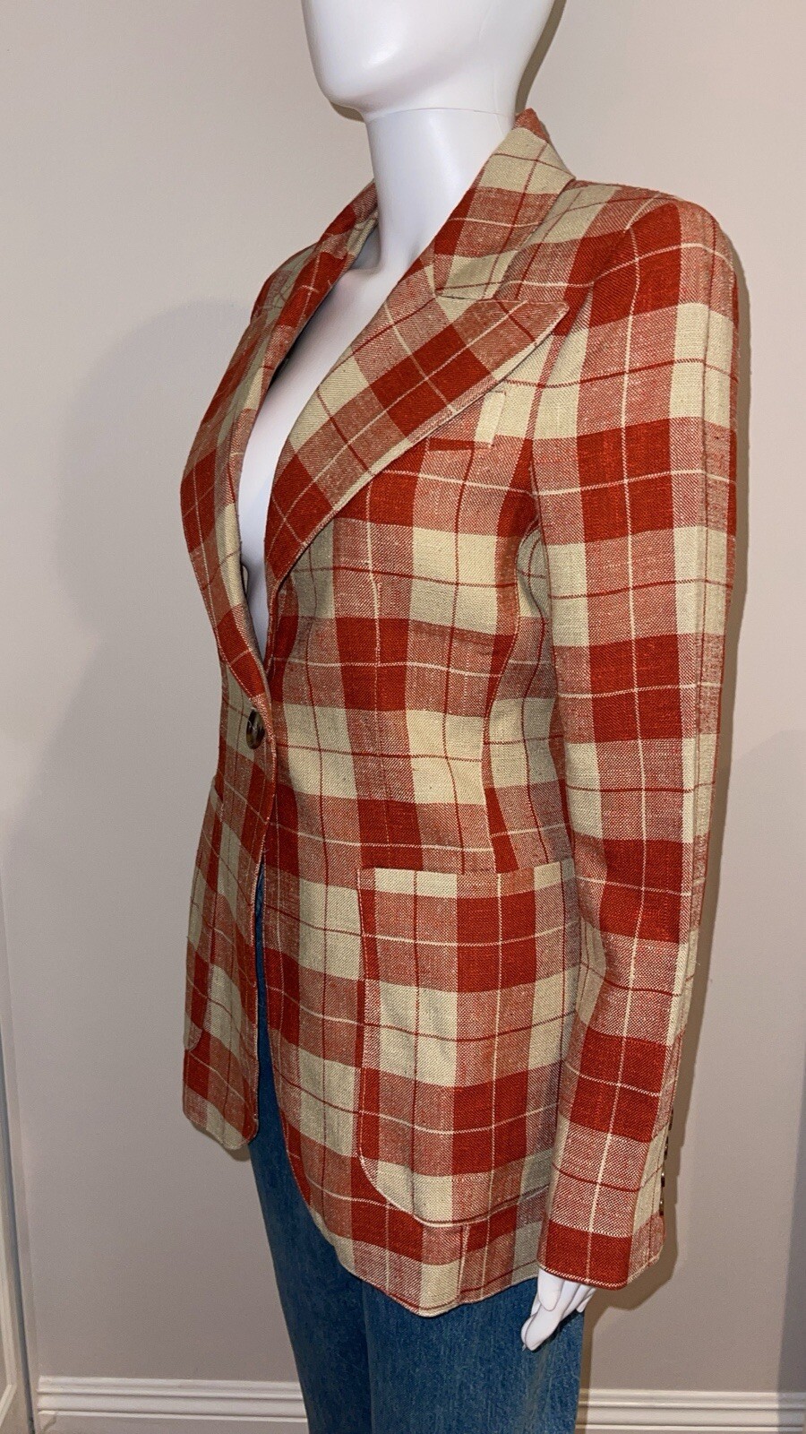 Women’s SMYTHE patch pocket Birkin blazer in Rust Spring plaid Size 6 NWT image 2