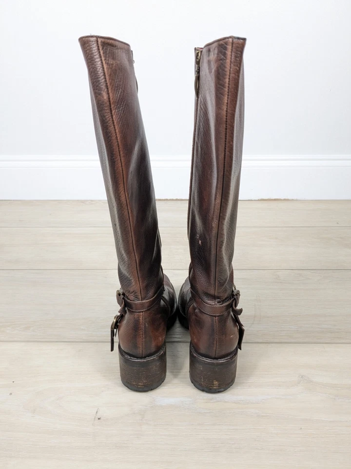 Cesare Paciotti Daga Arnés Botas Con Cordones Cuero Marrón Combate Mujer Talla 35 Foto 4 de 4