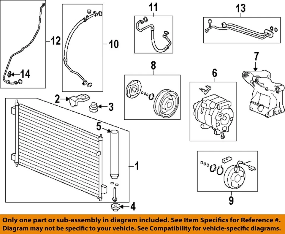 Used A/C Compressor fits: 2013 Honda Crosstour 3.5 Grade B Foto 3 de 4