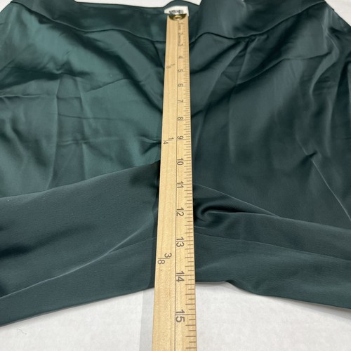 Anne Klein Satin Dress Pants Womens 10 Green High Rise Wide Leg Holiday Party - Picture 7 of 10