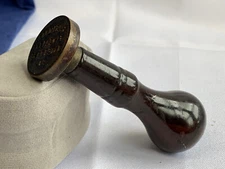 Antique Baltimore Fidelity Warehouse Co. Wax Seal Document Stamp Wood Handle