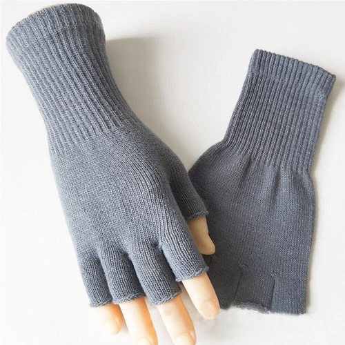 Thermal Fingerless Gloves Mens Womens Knitted Warm Winter Half Finger Mittens UK - Picture 7 of 27