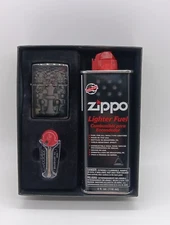 Zippo Chess High Polish Chrome 48762 Lighter, Flints, & Lighter Fluid Gift Set