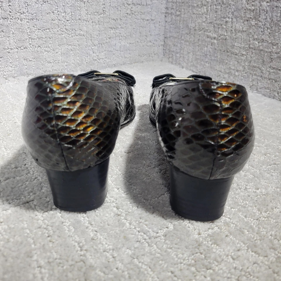 Alexandria Hecho en Italia Para Mujer Talla 7 EE. UU. Cuero Marrón Estampado Animal Tacones de Bomba Foto 3 de 4