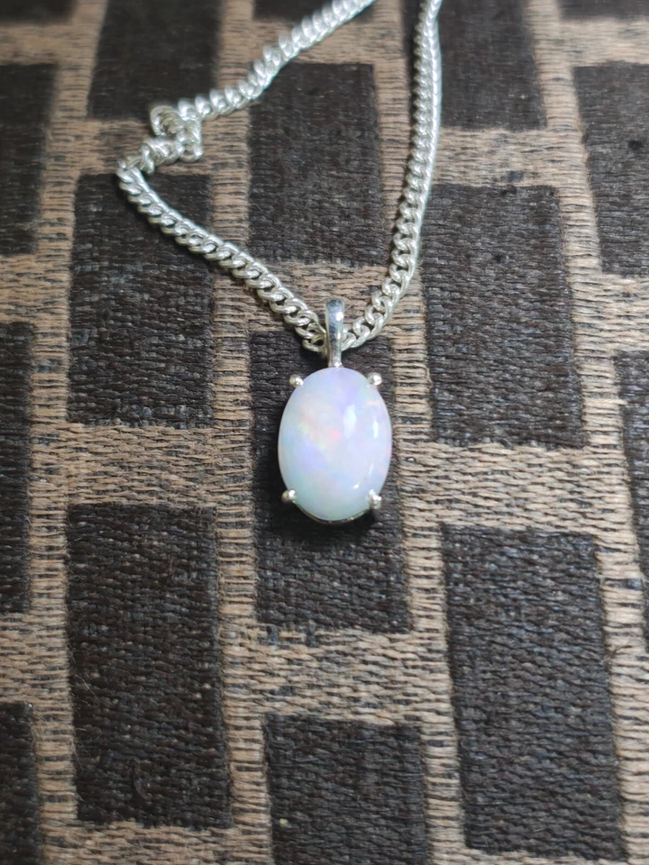 925 Argento Sterling Collana con Ciondolo Graziosa Naturale Welo Etiope Opale - Immagine 3 di 3