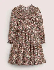 BODEN SMOCKED YOKE TIERED DRESS D0348 RRP £110 MULTI FLORET MEADOW SIZE 6 R