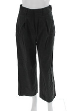 Everlane Women Cropped Dress Pants Black Organic Cotton Button Size One Size